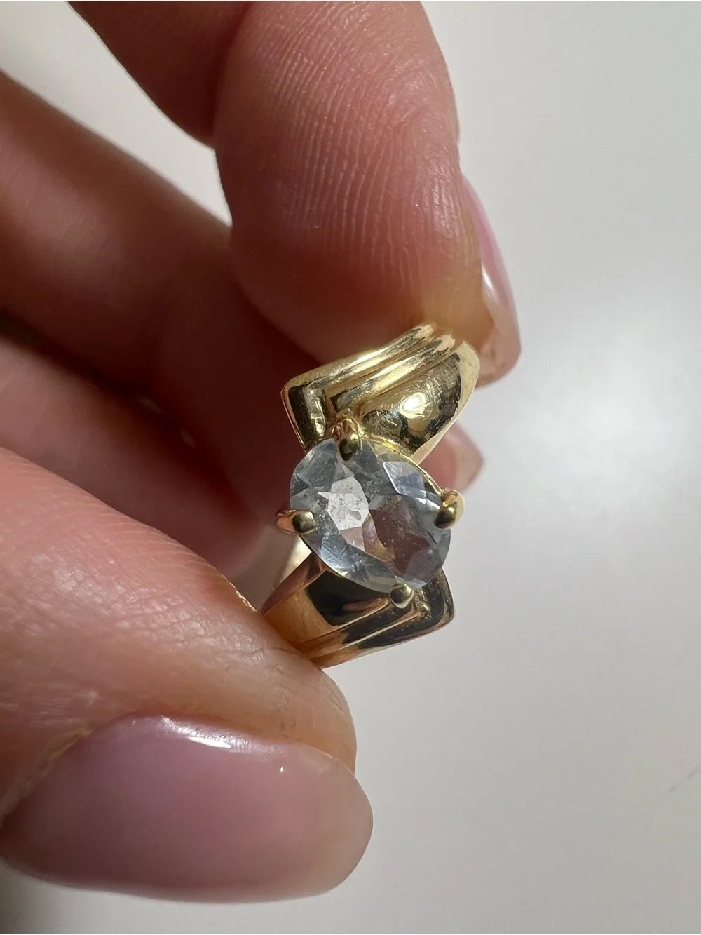 10K Yellow Gold Solitaire Ring with Aquamarine Color Gemstone